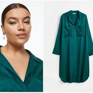 XXL Satin Midi Dress in Jade Green